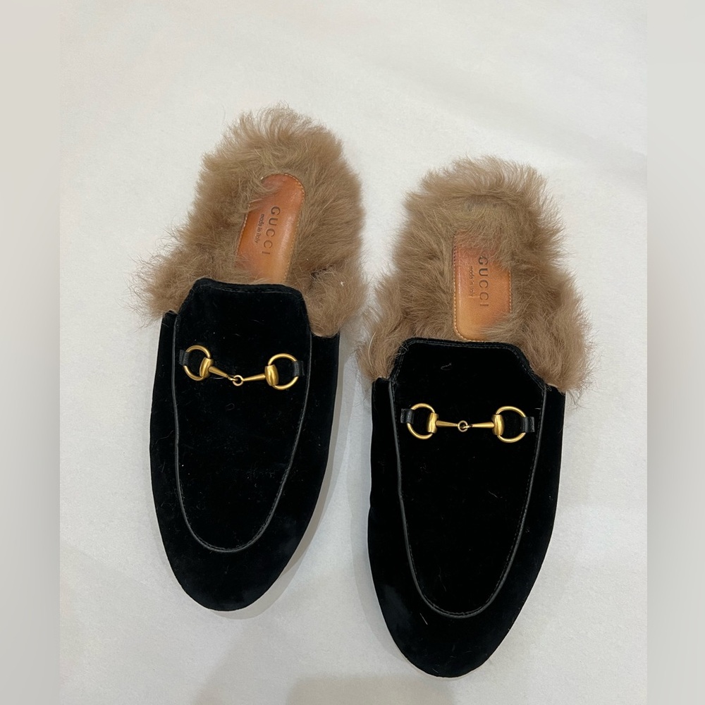 Gucci velvet Princetown mules